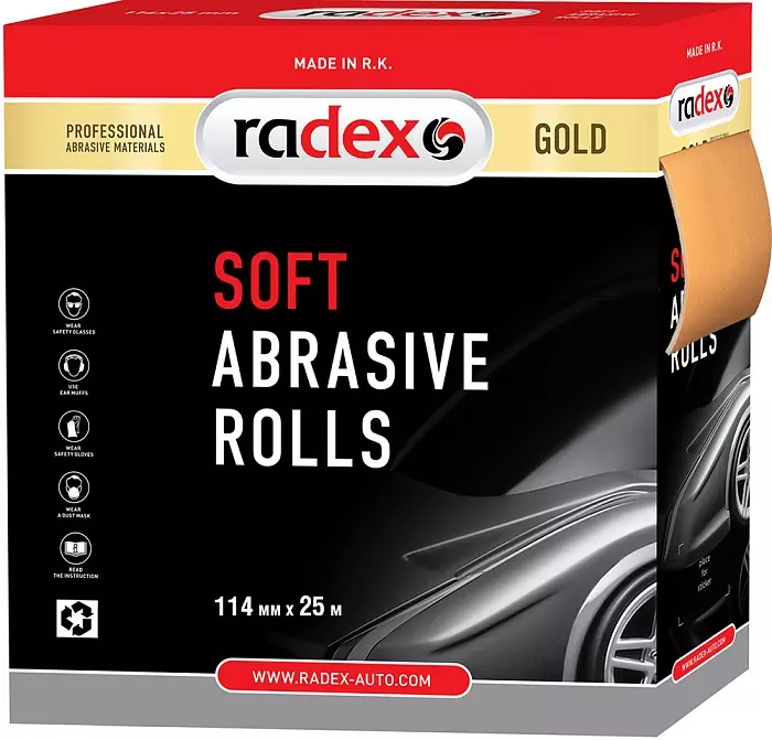 RADEX Gold Абразивное полотно на мягкой основе в рулоне 114ммх25м Р500 2