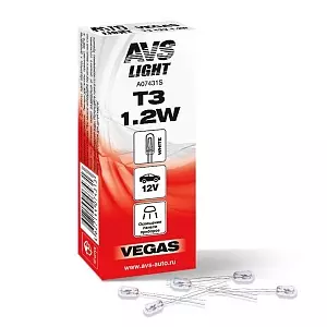 Лампа AVS Vegas 12V T3 1.2W (б/ц усы 2см.) BOX A07431S