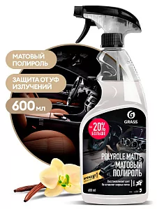 Полироль-очиститель пластика «Polyrol Matte» матовый блеск с ароматом ванили тригер 600мл GraSS