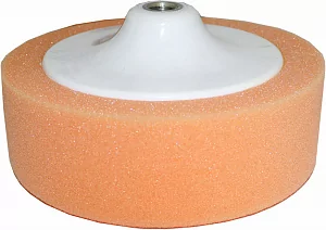 Круг полировальный поролоновый на резьбе М14 150х50мм полужесткий оранжевый HOLEX