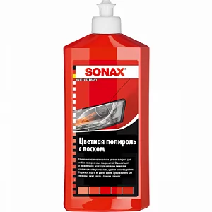 Цветной полироль с воском + карандаш (красный)"SONAX" 500гр.