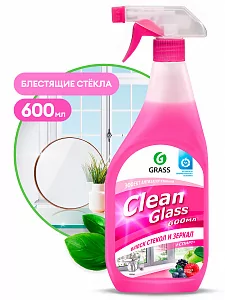 Очиститель стекол "Clean Glass" блеск стекол и зеркал (лесные ягоды) триггер 600мл GraSS